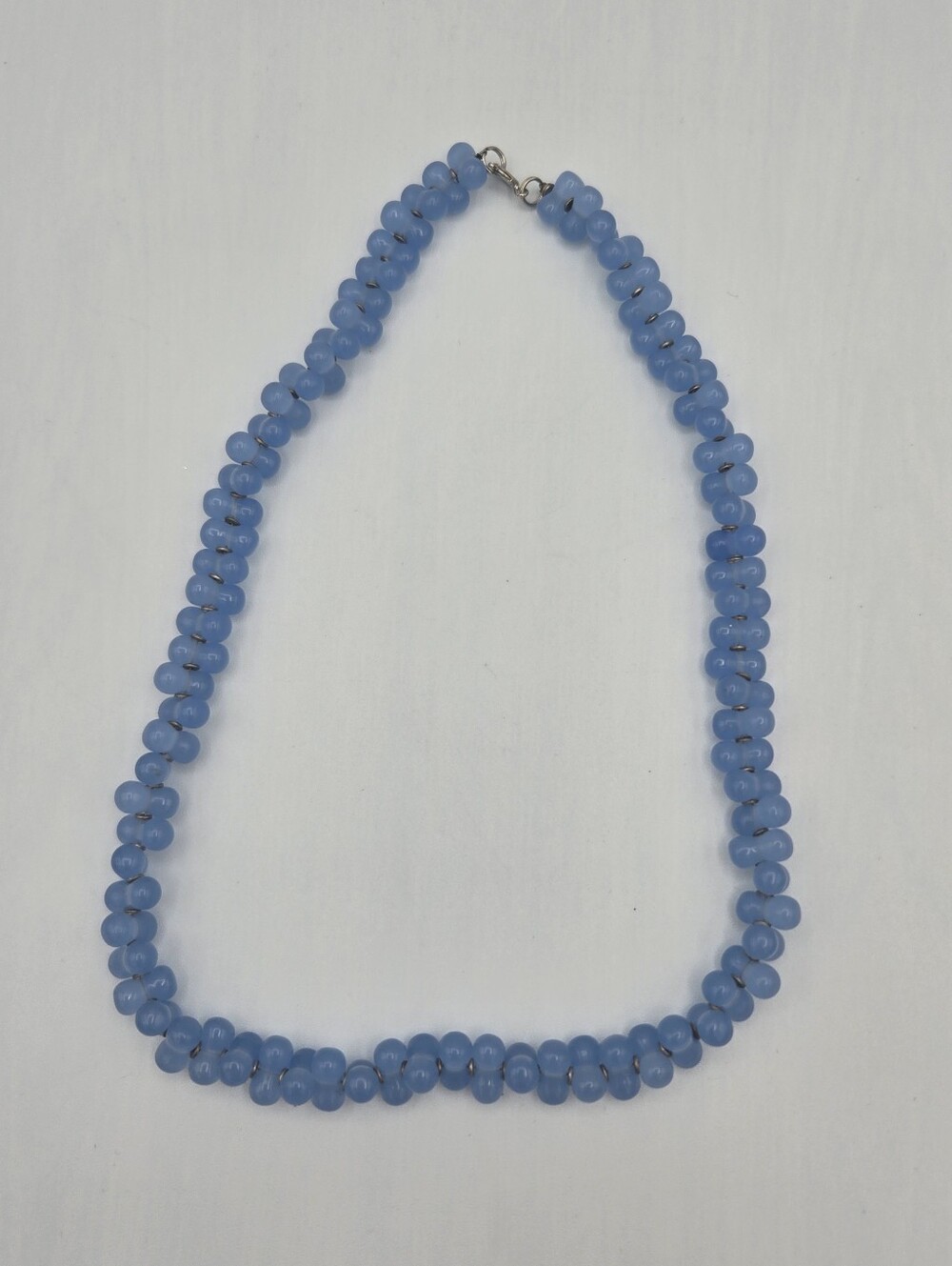 Light Blue Glass Bead Necklace Retro Elegant Style Jewelry